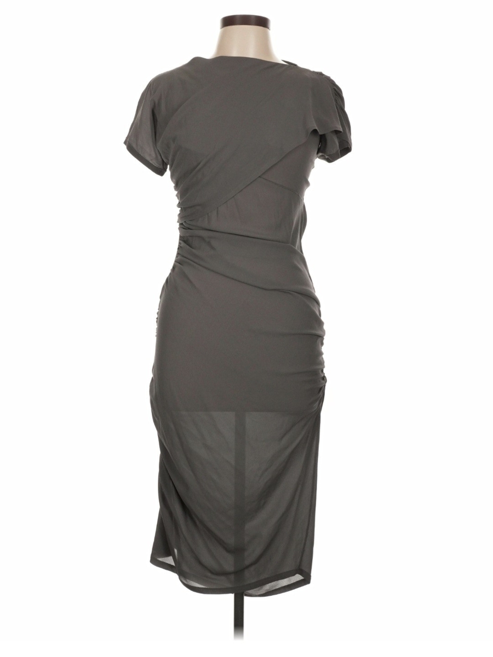 BALENCIAGA Gray Ruched Silk Dress EU 42- (Us Size 10)